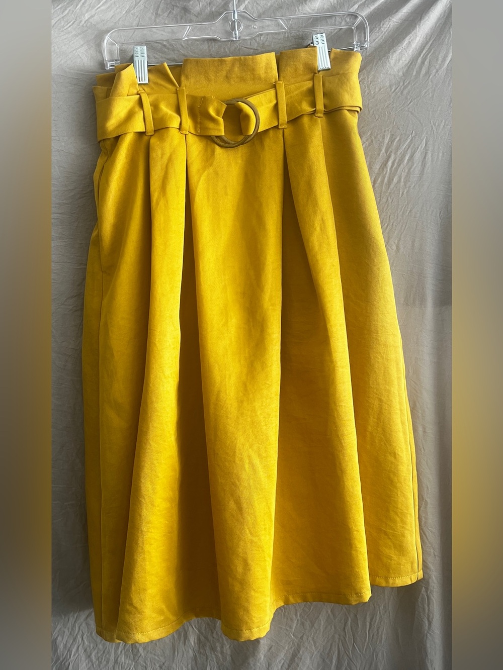 Jealous Tomato Mustard Yellow Paperbag A-Line Skirt with Belt